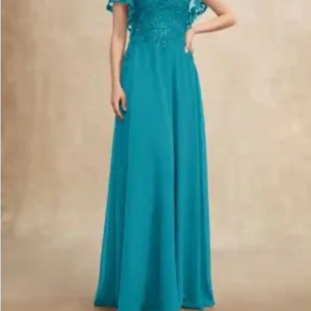 Teal Lace Evening Dress